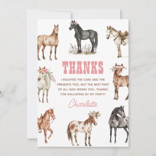 Horse Birthday Pony Party Dankeskarte (Vorderseite)