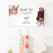 Horse Birthday Theme Pink Floral Girl Cowgirl Banner (Insitu)