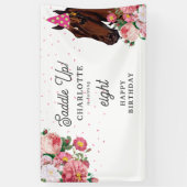 Horse Birthday Theme Pink Floral Girl Cowgirl Banner (Vertikal)