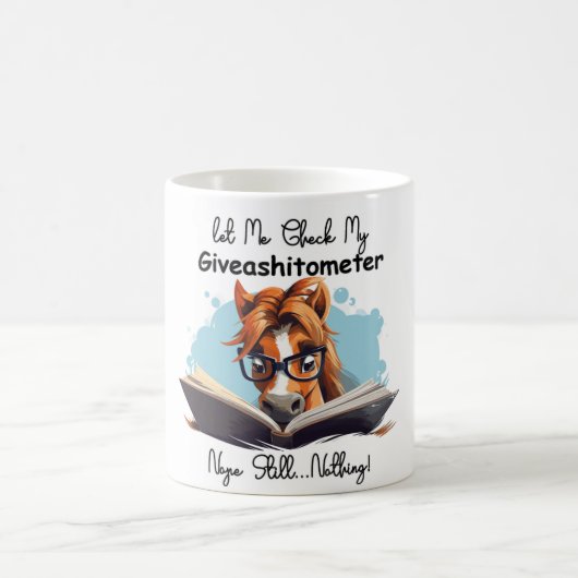 Horse Book Lass Me Karo Mein Giveashitometer Kaffeetasse (Mittel)