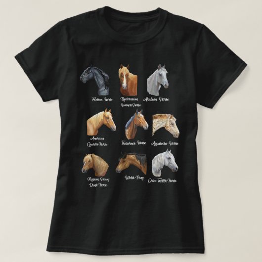 Horse Breeds Equestrian horseback riding gift T-Shirt (Design vorne)