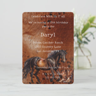 Horse Brown Cowboy Boots Geburtstag Einladung