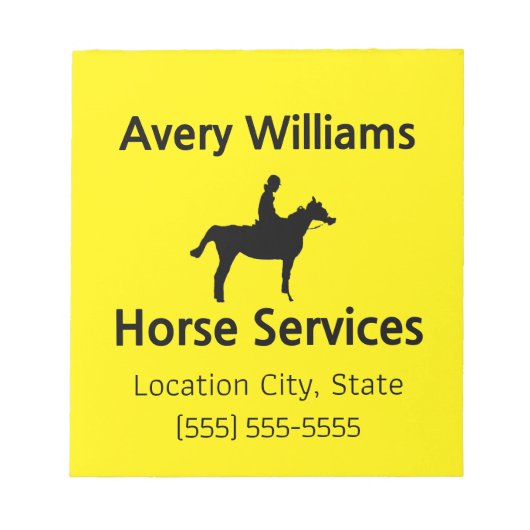 Horse Business Professional Black Yellow Notizblock (Vorderseite)