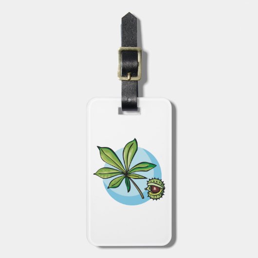 Horse Chestnut Leaf and Conker Gepäckanhänger (Vorderseite vertikal)