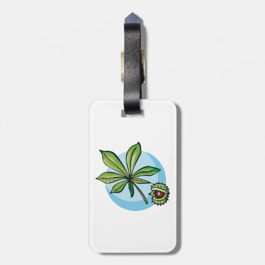 Horse Chestnut Leaf and Conker Gepäckanhänger (Rückseite vertikal)