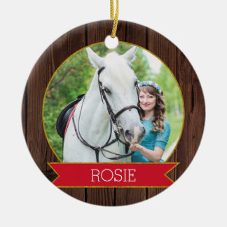 Horse Christmas rustic chic Custom Foto + Text Keramik Ornament