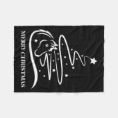 Horse Christmas Tree Black And White Equestrian Fleecedecke (Vorderseite (Horizontal))