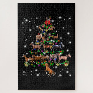 Horse Christmas Tree Covered By Flashlight Puzzle
