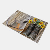 Horse Cowboy Boots Cowboy Hat Horseshoe Fußmatte (Schrägansicht)