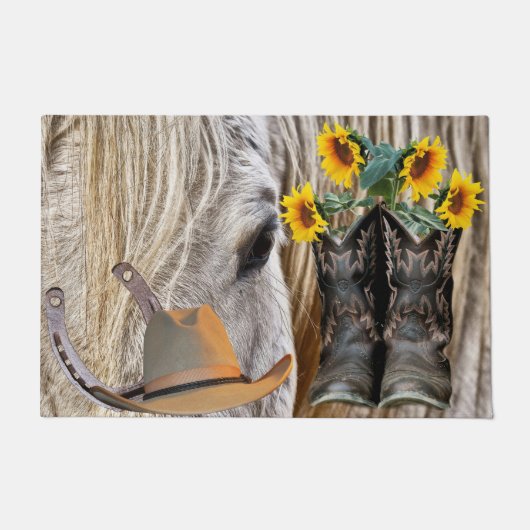Horse Cowboy Boots Cowboy Hat Horseshoe Fußmatte (Vorderseite)