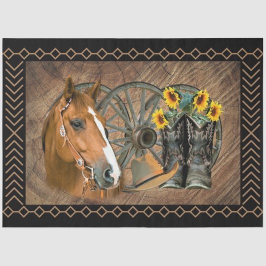 Horse Cowboy Boots Cowboy Hat Seidenpapier (Vorderseite)