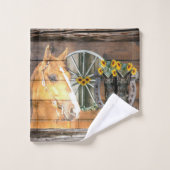 Horse Cowboy Boots Horseshoe Sonnenblumen Badhandtuch Set (Waschlappen)