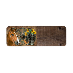 Horse Cowboy Boots Wagon Wheel Sunflowers Western