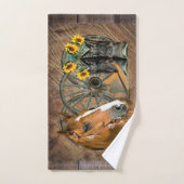 Horse Cowboy Boots Wagon Wheel Sunflowers Western Handtuch (Handtuch)