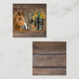 Horse Cowboy Boots Wagon Wheel Sunflowers Western Mitteilungskarte