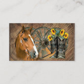 Horse Cowboy Boots Wagon Wheel Sunflowers Western Visitenkarte (Vorderseite)