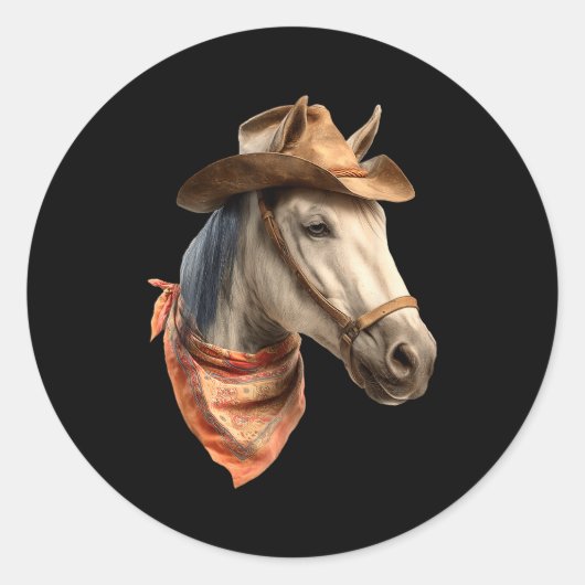 Horse Cowboy Equestrian Riding Funny Graphic  Runder Aufkleber (Vorderseite)