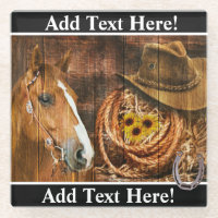 Horse Cowboy Hat Lasso Pferdeschuh Untersetzer