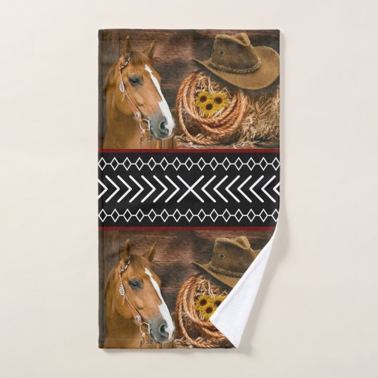 Horse Cowboy Hat Lasso Western Pattern Badhandtuch Set (Handtuch)