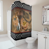 Horse Cowboy Hat Lasso Western Pattern Duschvorhang (Beispiel)