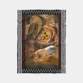 Horse Cowboy Hat Lasso Western Pattern Fleecedecke (Vorderseite)