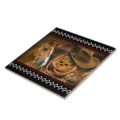 Horse Cowboy Hat Lasso Western Pattern Fliese (Seite)