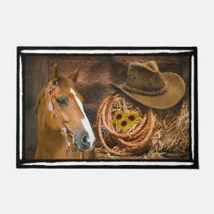 Horse Cowboy Hat Lasso Western Pattern Fußmatte