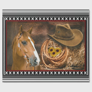 Horse Cowboy Hat Lasso Western Pattern Geschenkpapier