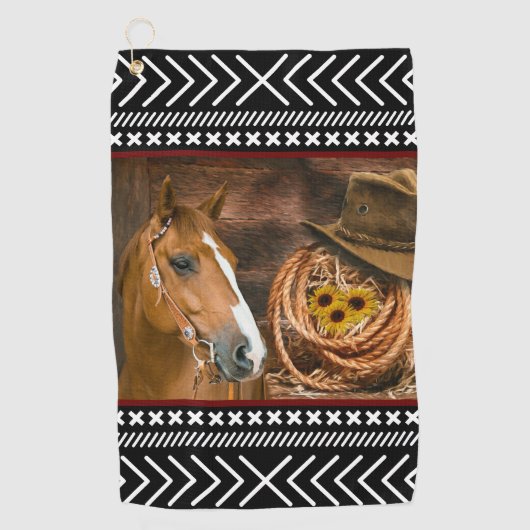 Horse Cowboy Hat Lasso Western Pattern Golfhandtuch (Vorderseite)