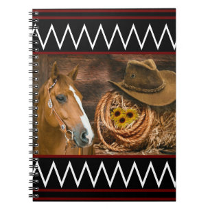Horse Cowboy Hat Lasso Western Pattern Notizblock