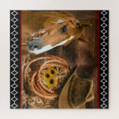 Horse Cowboy Hat Lasso Western Pattern Puzzle (Horizontal)