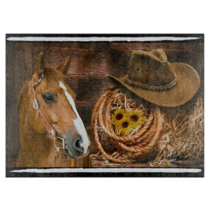 Horse Cowboy Hat Lasso Western Pattern Schneidebrett