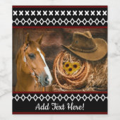 Horse Cowboy Hat Lasso Western Pattern Weinetikett (Einzelnes Label)
