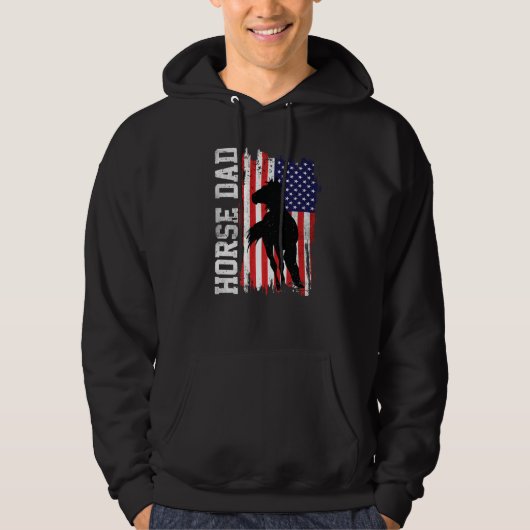 Horse Dad American Flag Like A Regular Dad But Coo Hoodie (Vorderseite)