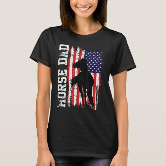 Horse Dad American Flag Like A Regular Dad But Coo T-Shirt (Vorderseite)