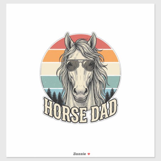 Horse Dad Vintage Sunset Engraving Vector Design_1 Aufkleber (Blatt)