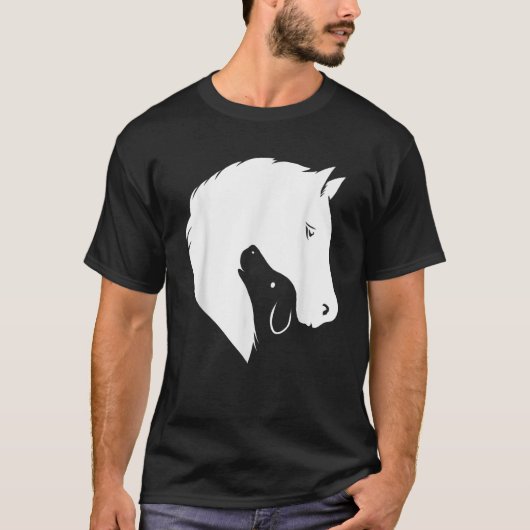 Horse Dog Silhouette Funny Equine Canine Animal Lo T-Shirt (Vorderseite)
