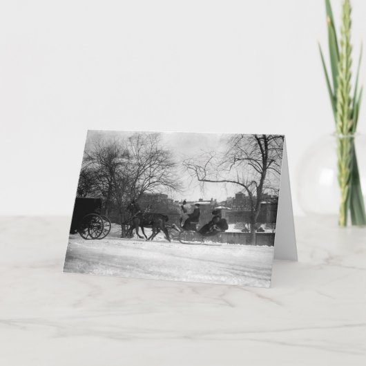 Horse Drawn Sleigh Greeting Card Karte (Vorderseite)