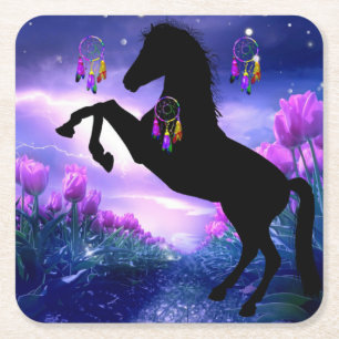 Horse Dreamcatcher Rechteckiger Pappuntersetzer