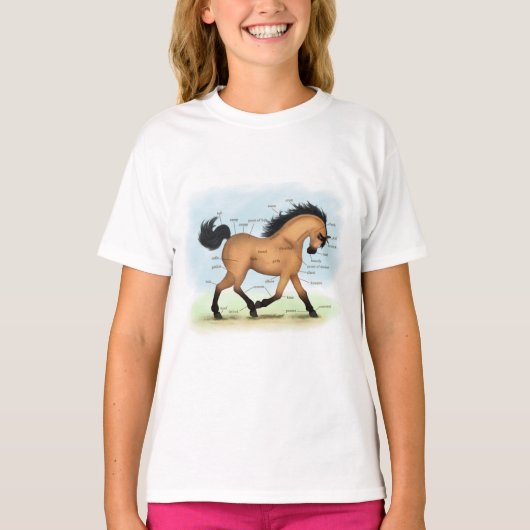 Horse Educational Equine Anatomie T-Shirt (Vorderseite)