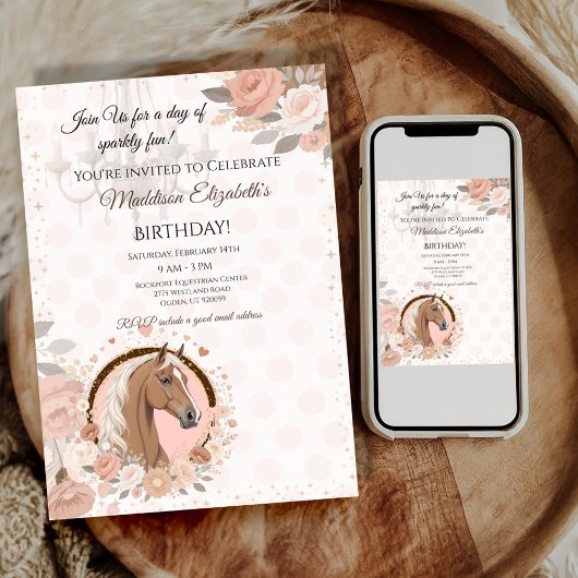 Horse Elegant Birthday Einladung