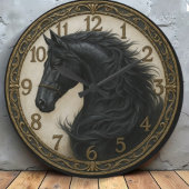 Horse elegant rustic equestrian home farmhouse große wanduhr