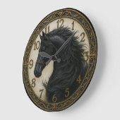 Horse elegant rustic equestrian home farmhouse große wanduhr (Winkel)
