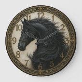 Horse elegant rustic equestrian home farmhouse große wanduhr (Vorderseite)