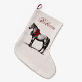 Horse Equestrian Vintage Style Elegant Großer Weihnachtsstrumpf (Vorderansicht (hängend))