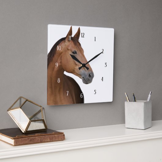 Horse face quadratische wanduhr (Büro)