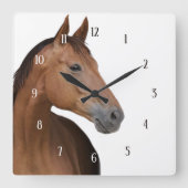 Horse face quadratische wanduhr (Vorderseite)