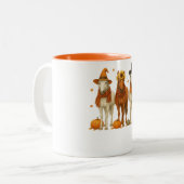 Horse Fall | Western Autumn Horse with Leaves | Eq Zweifarbige Tasse (Vorderseite Links)