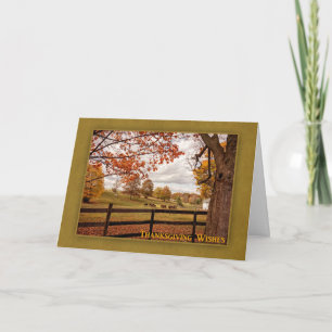Horse Farm, Autumn Landscape, Thanksgiving Feiertagskarte