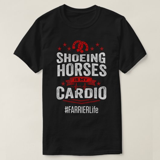 Horse Farrier Cardio Horseshoe Hoof Trimming Equin T-Shirt (Design vorne)